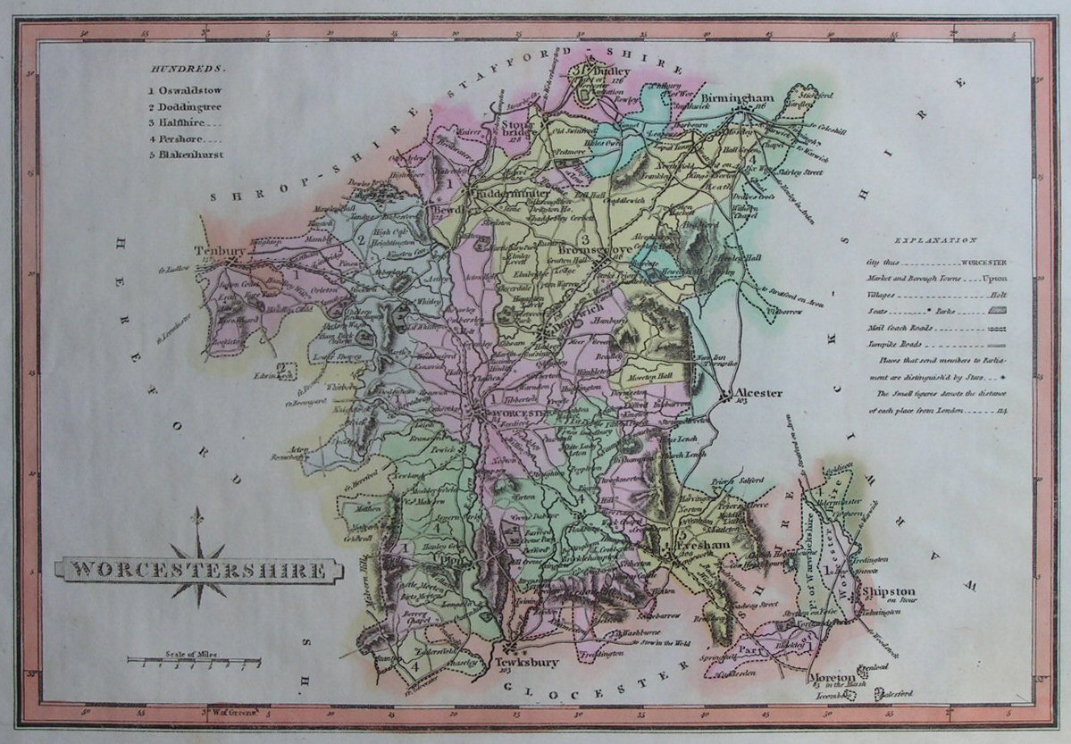 Map of Worcestershire - Wallis